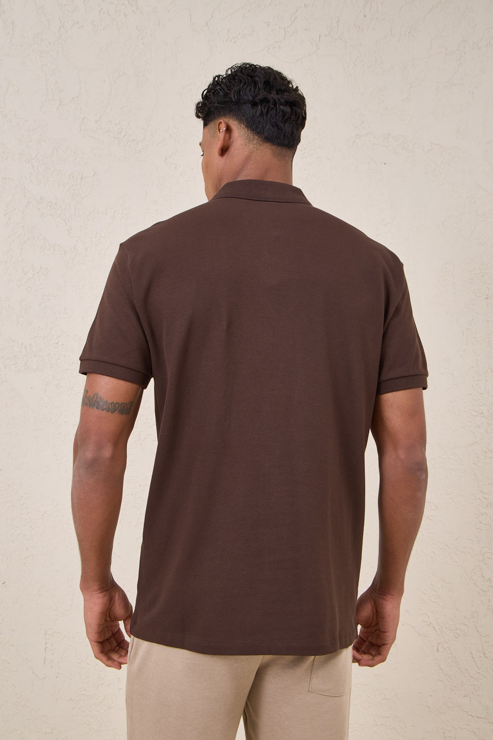 Wholesale Mens Brown Pique Fabric Polo Shirt