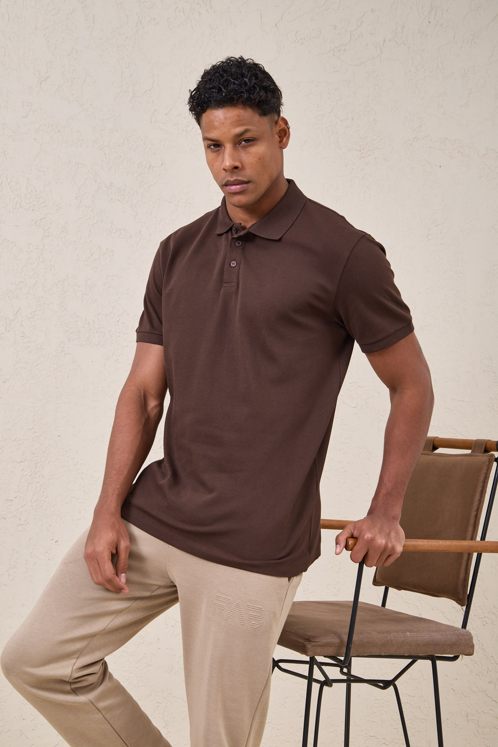 Wholesale Mens Brown Pique Fabric Polo Shirt