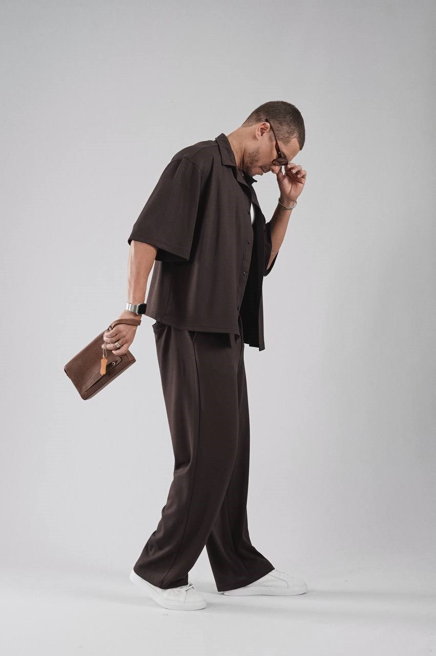 Wholesale Mens Brown Shirt and Pants Set