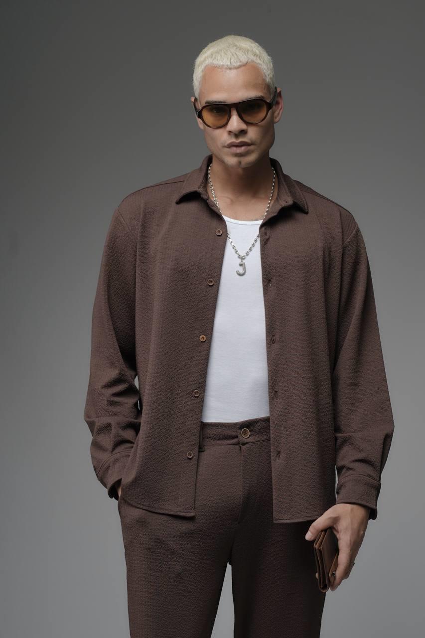 Wholesale Mens Brown Shirt and Trouser Suit