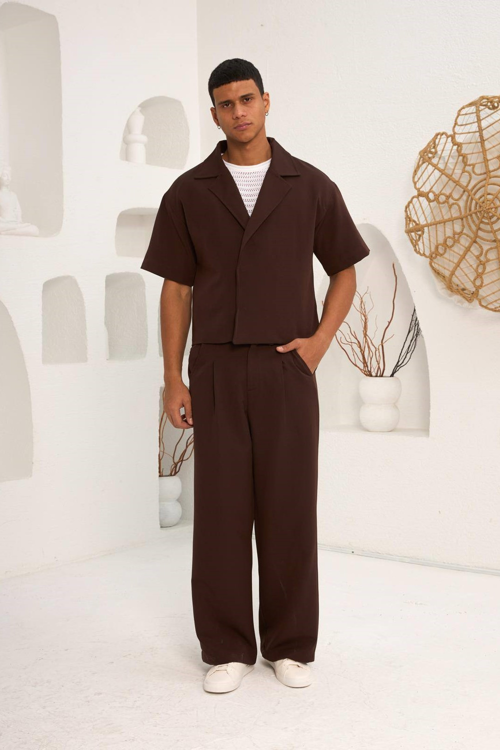 Wholesale Mens Brown T-Shirt and Pants Set
