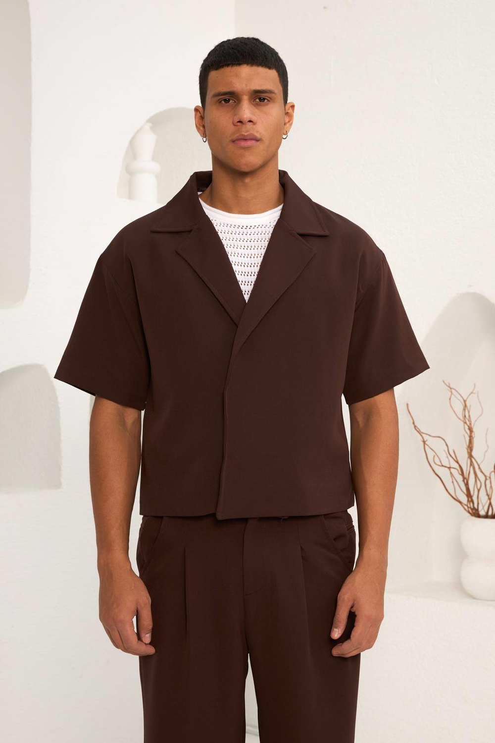 Wholesale Mens Brown T-Shirt and Pants Set