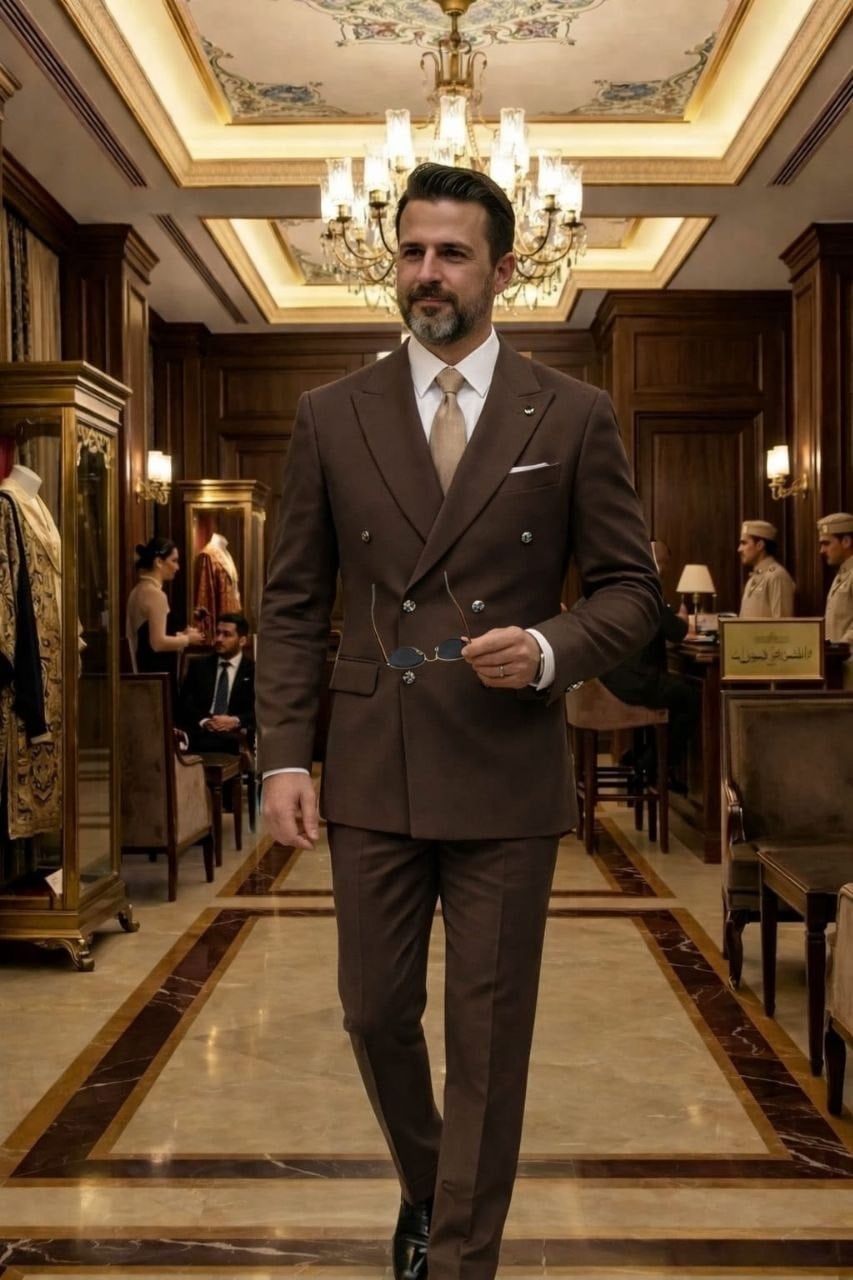 Wholesale Men's Brown Two-Piece Suit 1701-130