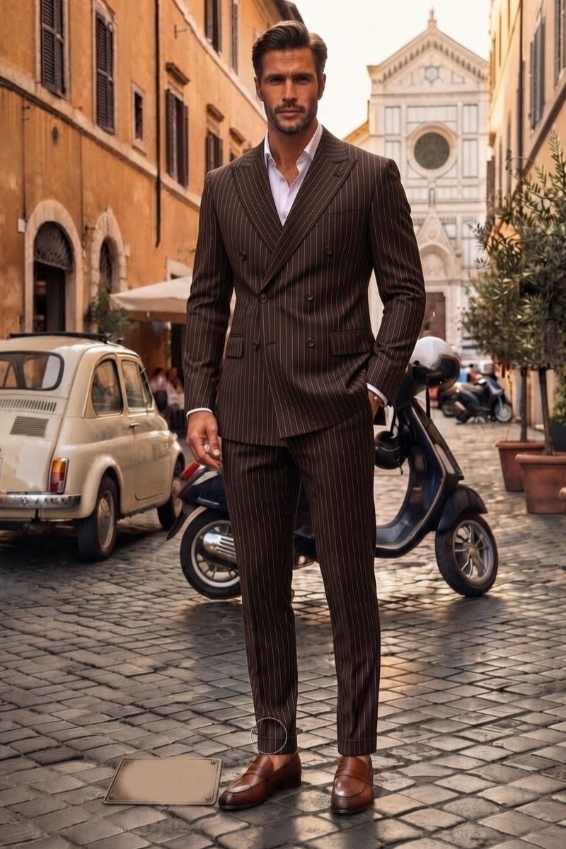 Wholesale Men's Brown Two-Piece Suit 1701-138