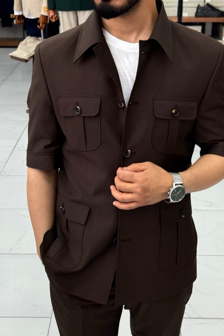 Wholesale Men's Brown Two-Piece Suit 1744W26-045