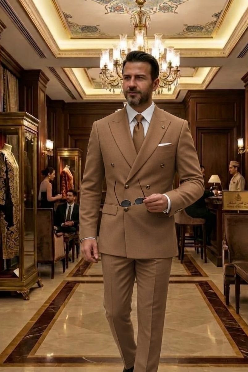 Wholesale Men's Caramel Two-Piece Suit 1701-130
