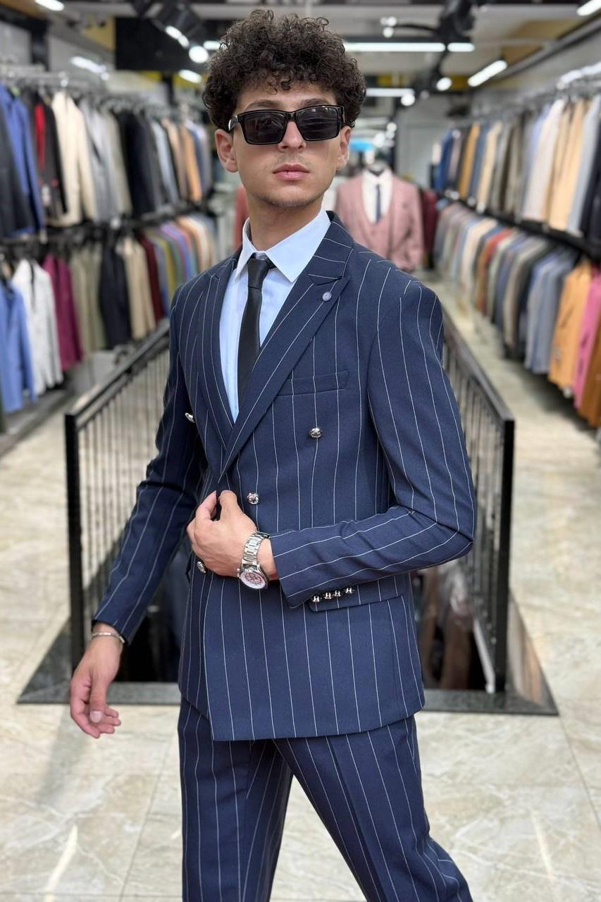 Wholesale Men's Cobalt Blue Two-Piece Suit 1701W26-057