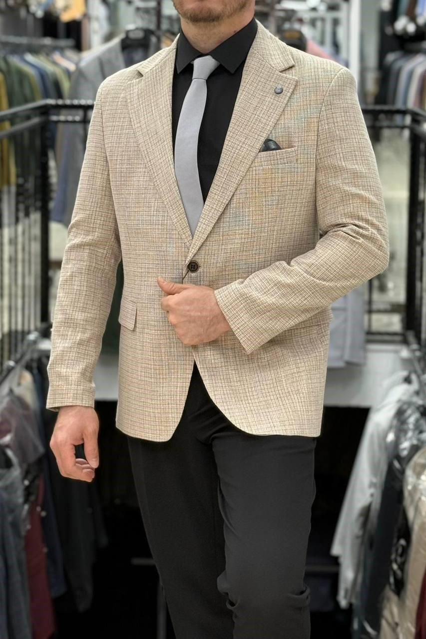 Wholesale Men's Cream Blazer Jacket 1701W26-035