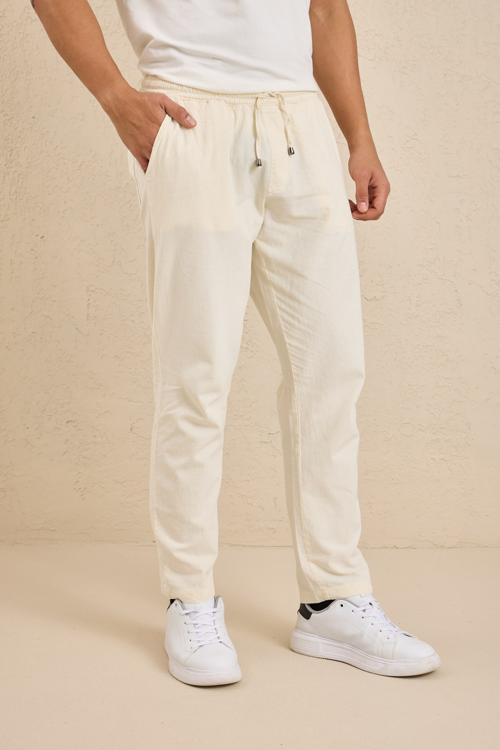 Wholesale Mens Cream Relaxed Fit Meridian Fabric Sweatpants