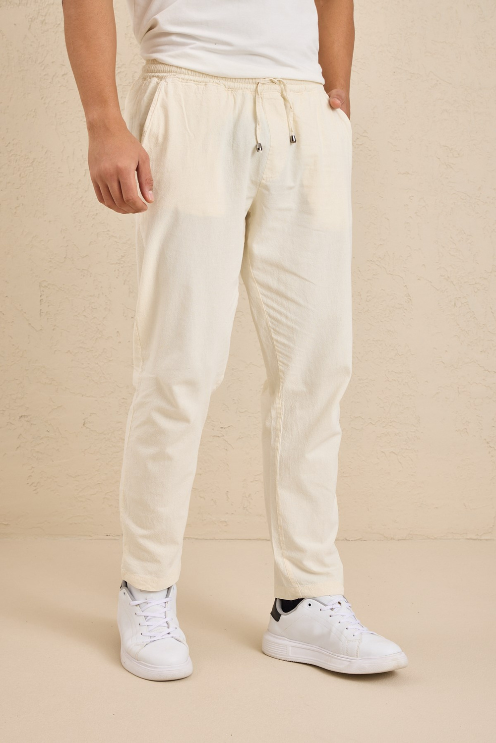 Wholesale Mens Cream Relaxed Fit Meridian Fabric Sweatpants