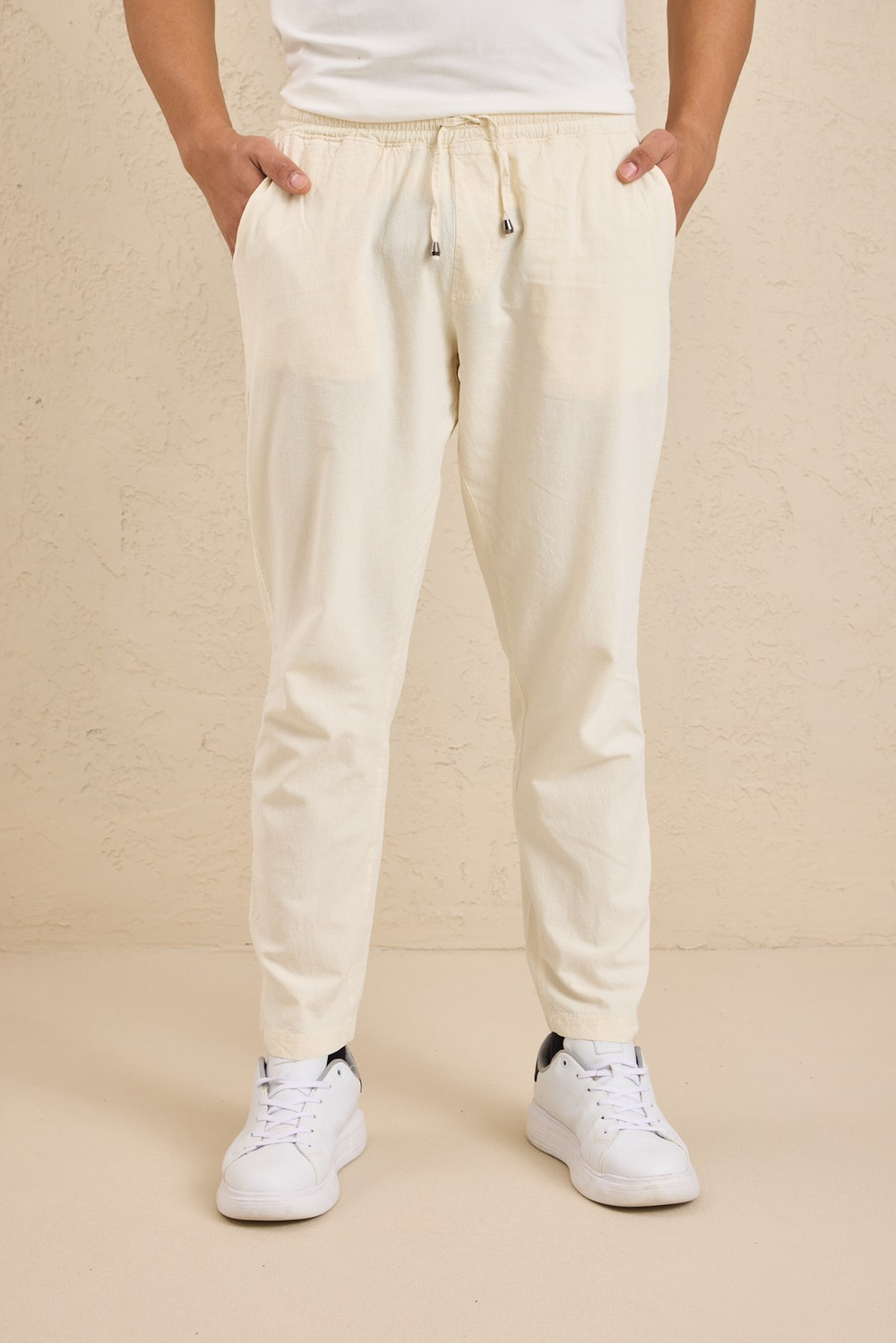 Wholesale Mens Cream Relaxed Fit Meridian Fabric Sweatpants