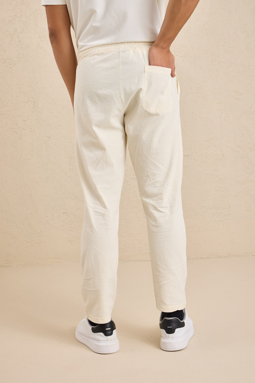 Wholesale Mens Cream Relaxed Fit Meridian Fabric Sweatpants
