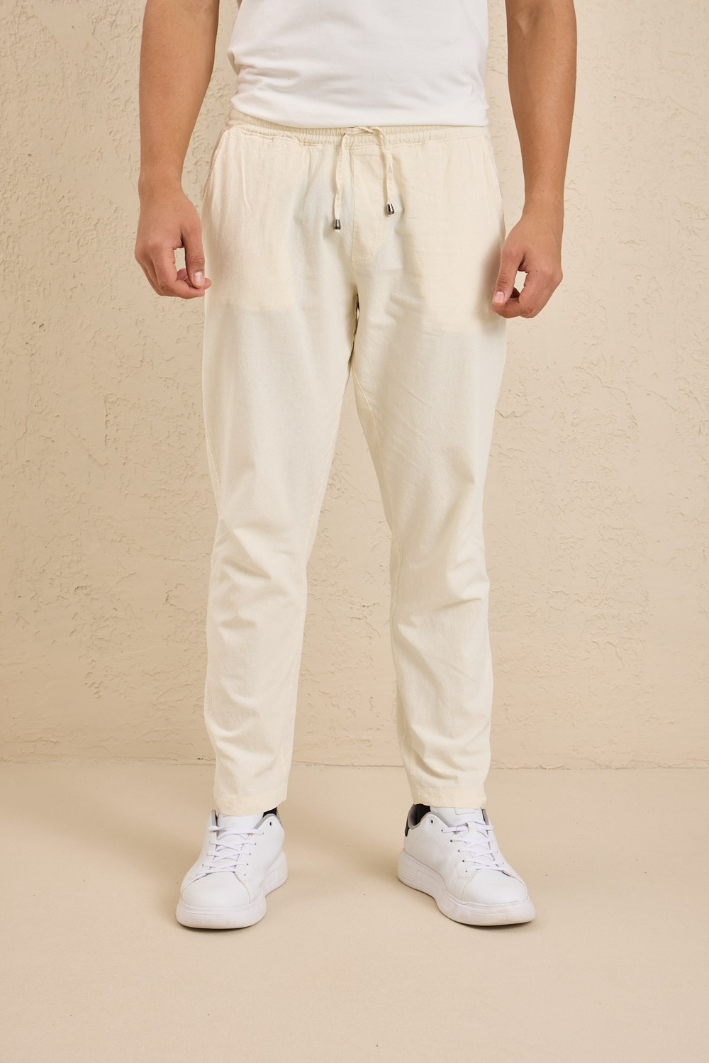 Wholesale Mens Cream Relaxed Fit Meridian Fabric Sweatpants