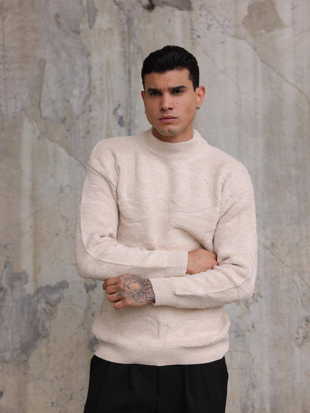 Wholesale Men's Cream Sweater 1603FW27-26TK029 