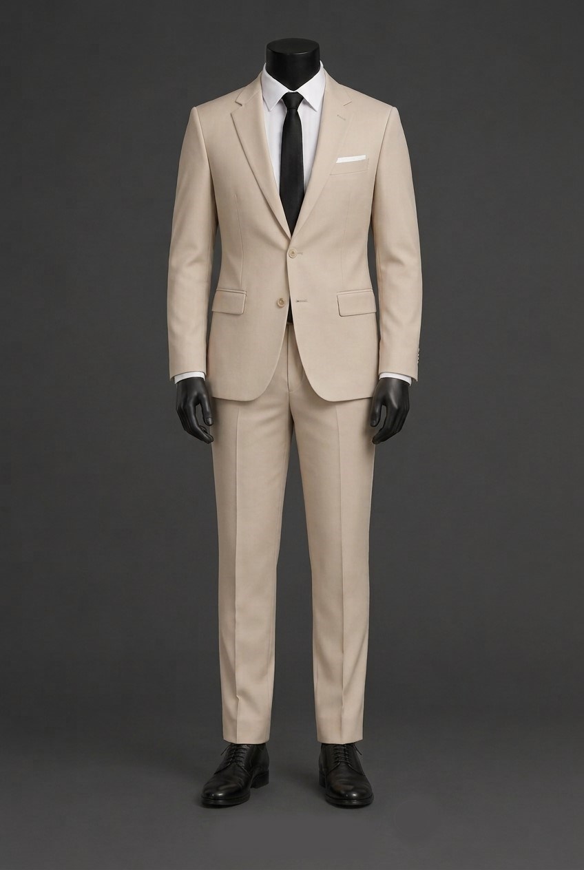 Wholesale Men's Cream Two-Piece Suit 1701-122