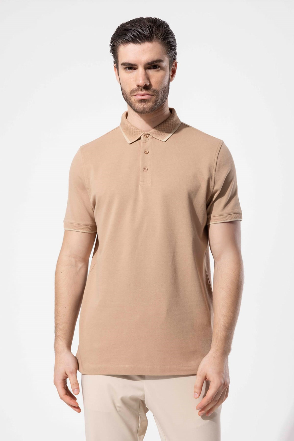Wholesale Mens Dark Beige Polo T-Shirt