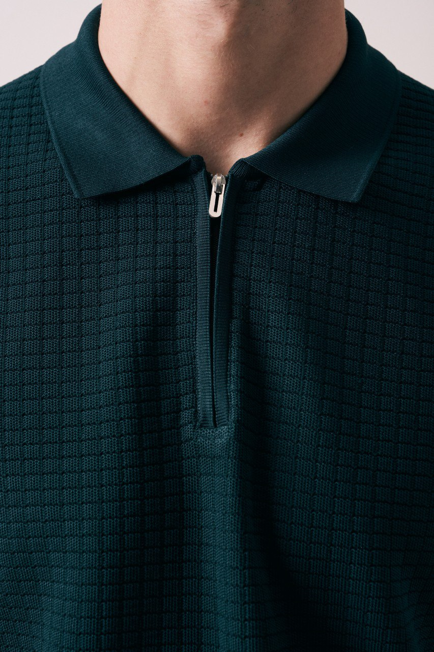 Wholesale Mens Dark Green Knit Polo Shirt