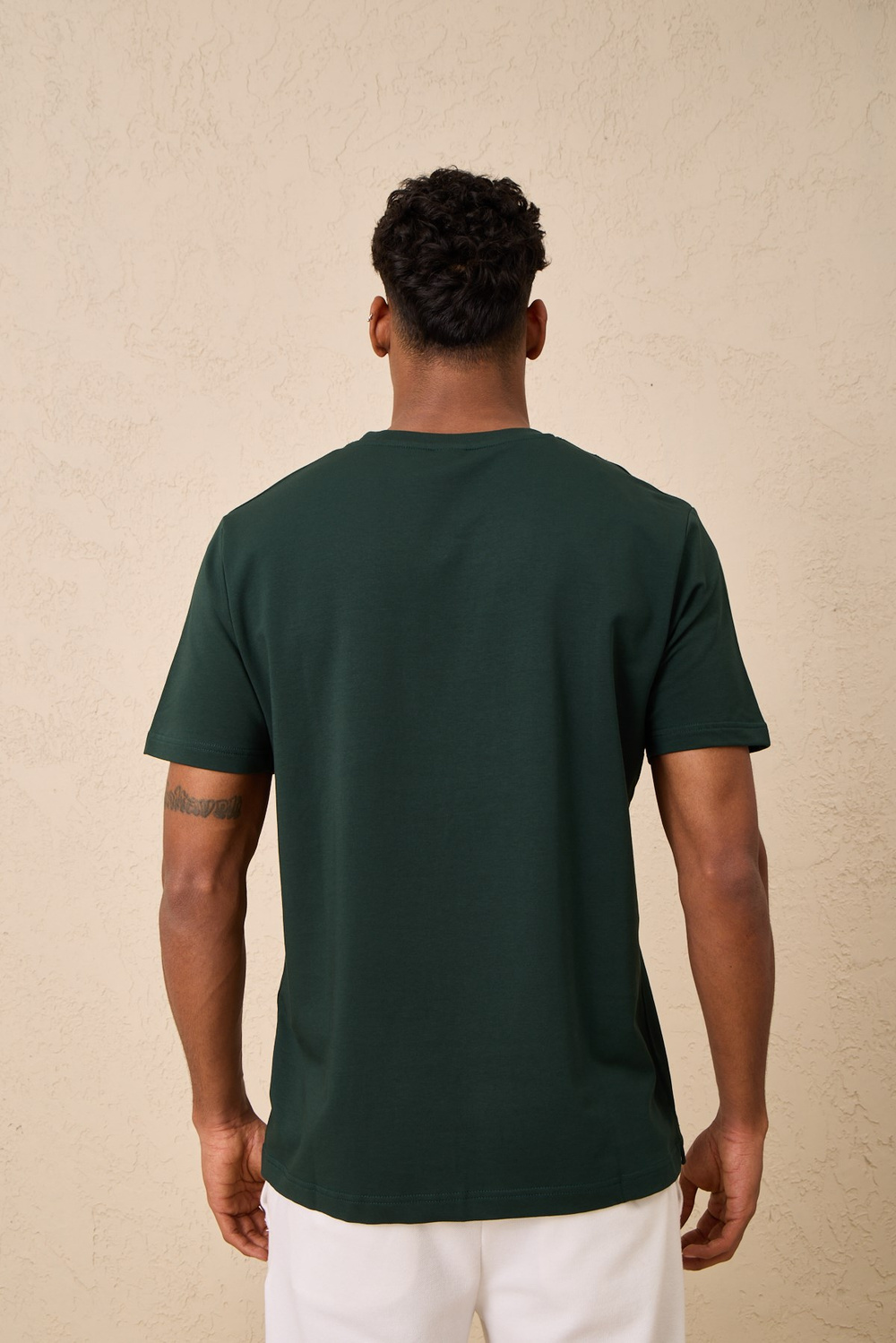 Wholesale Mens Dark Green Regular Fit Printed French Terry T-Shirt