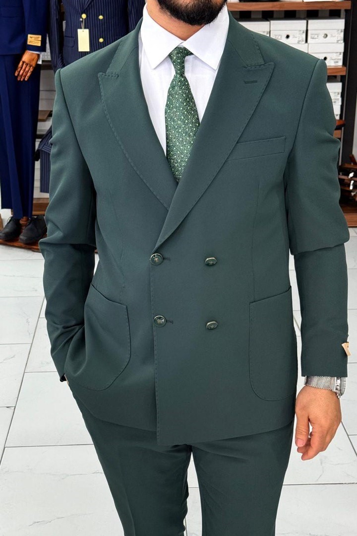 Wholesale Men's Dark Green Two-Piece Suit 1744W26-016