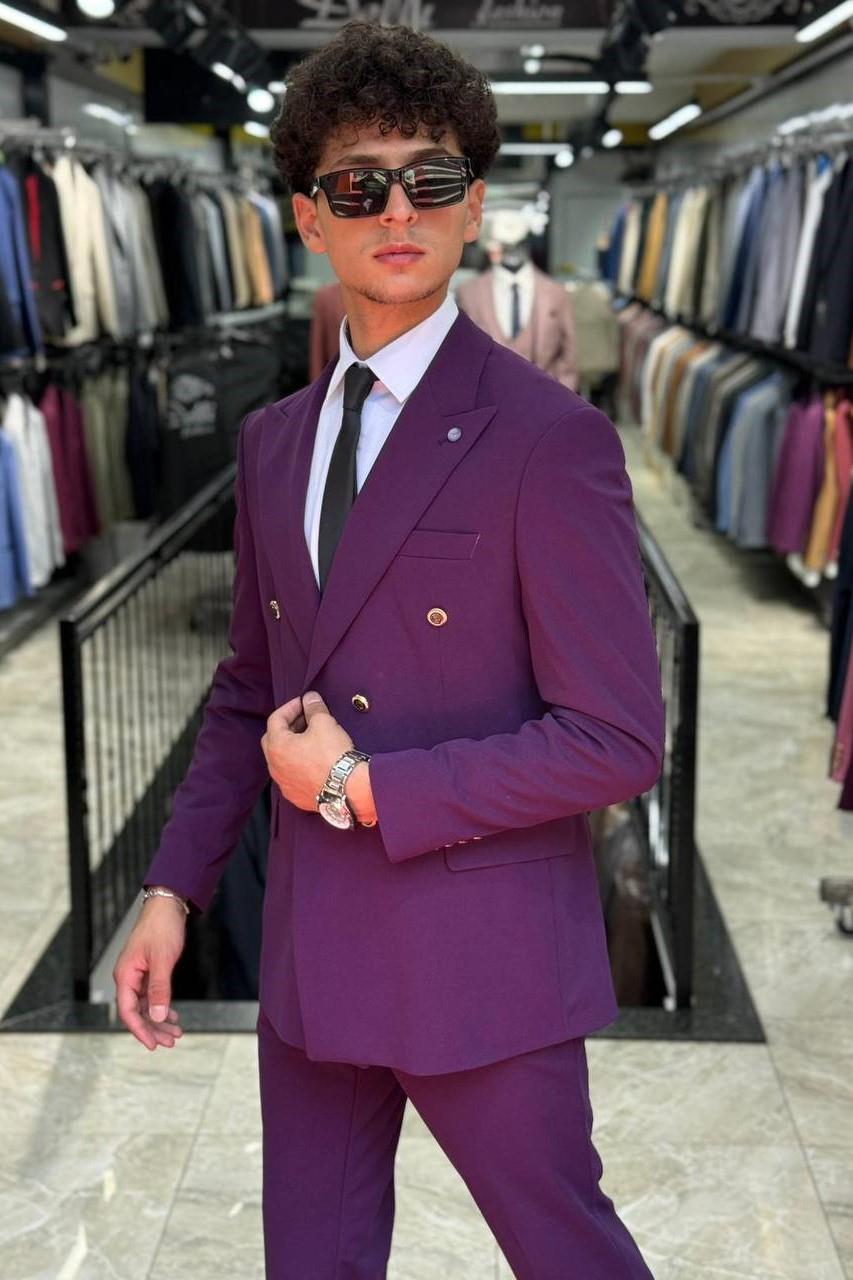 Wholesale Men's Dark Lilac Two-Piece Suit 1701W26-058