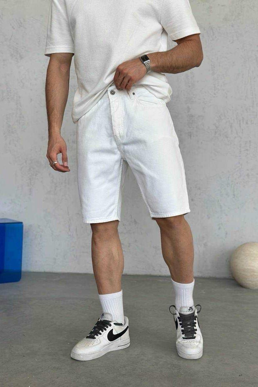 Wholesale Men's Ecru Denim Shorts 1504W26-SRT2570