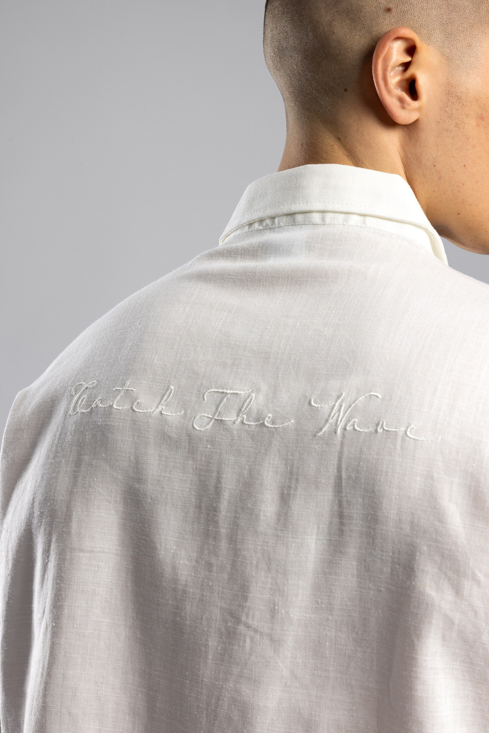 Wholesale Mens Ecru Embroidered Shirt
