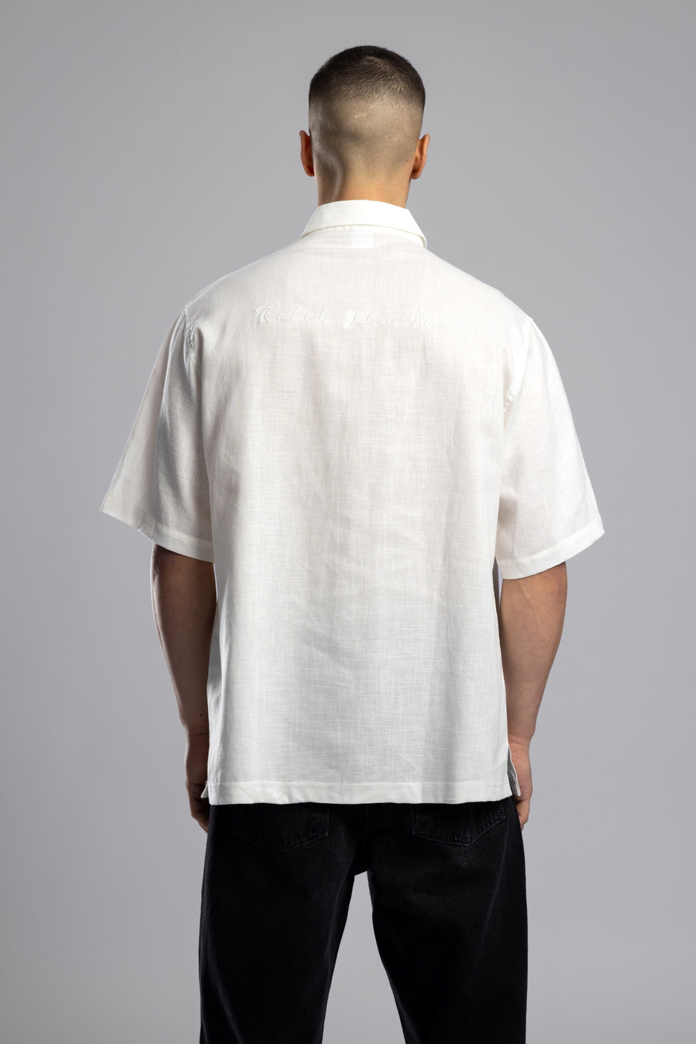 Wholesale Mens Ecru Embroidered Shirt