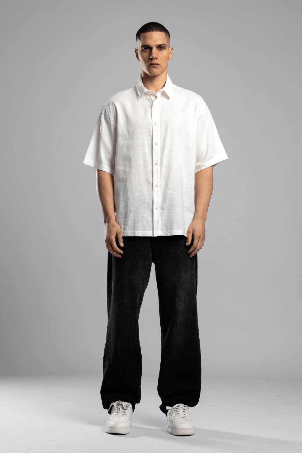 Wholesale Mens Ecru Embroidered Shirt