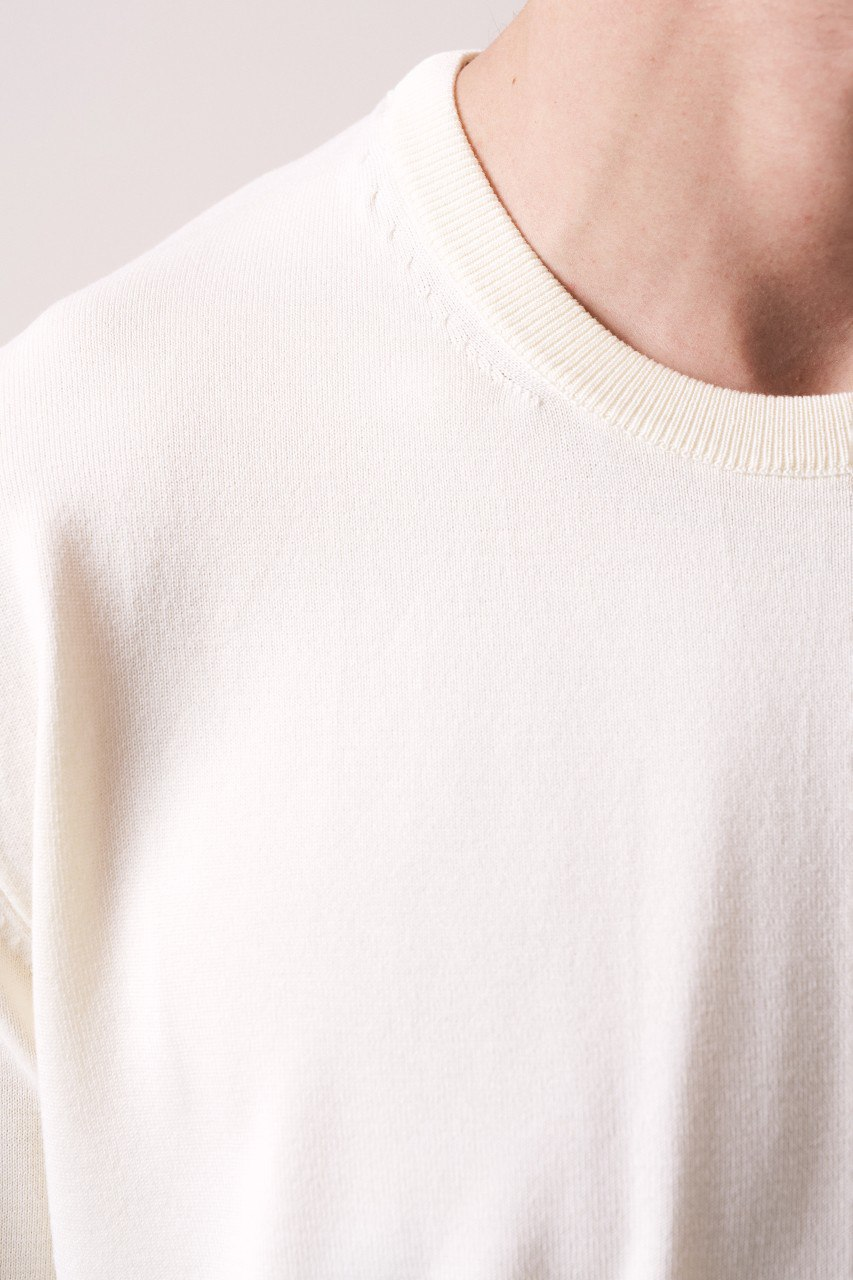 Wholesale Mens Ecru Knit Crew-Neck T-Shirt