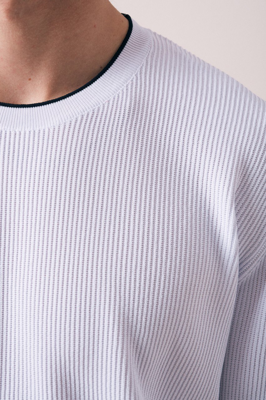 Wholesale Mens Ecru Knit Crew-Neck T-Shirt