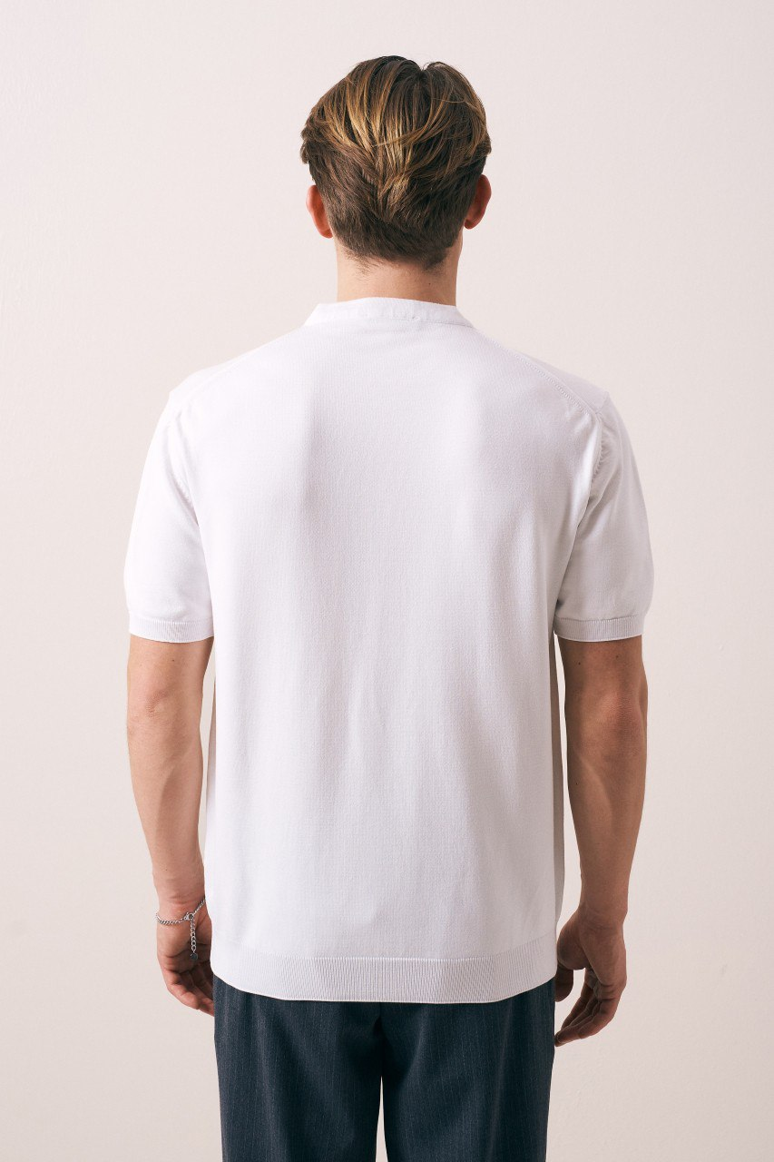 Wholesale Mens Ecru Knit Crew-Neck T-Shirt