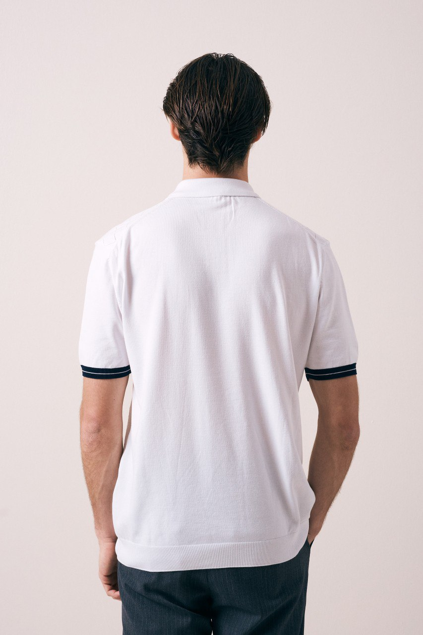 Wholesale Mens Ecru Knit Polo Shirt