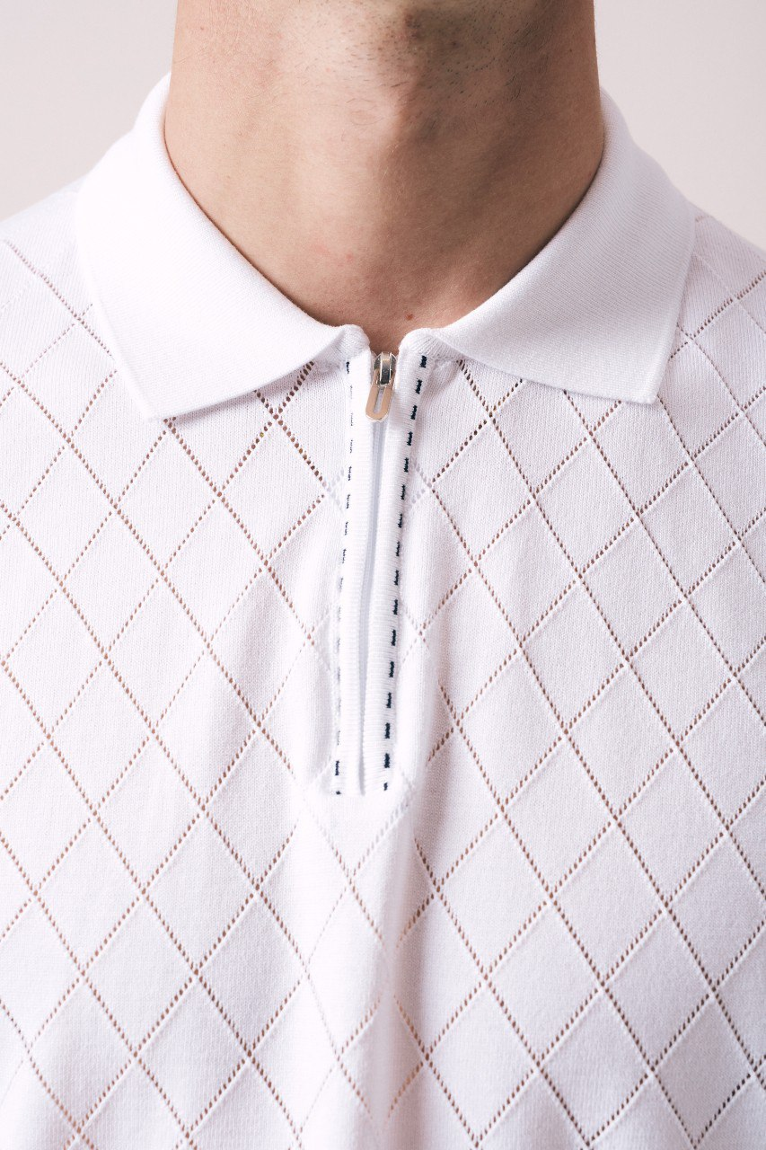 Wholesale Mens Ecru Knit Polo Shirt