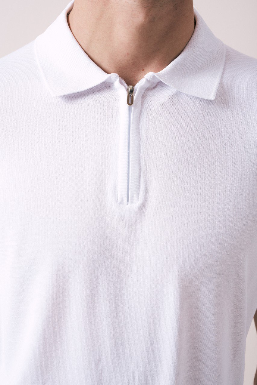 Wholesale Mens Ecru Knit Polo Shirt