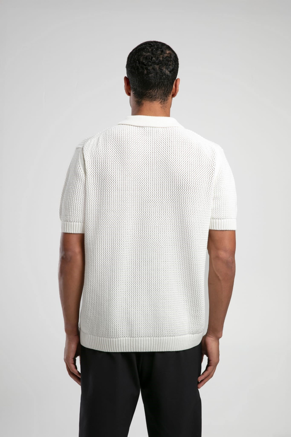 Wholesale Mens Ecru Knit Polo Shirt
