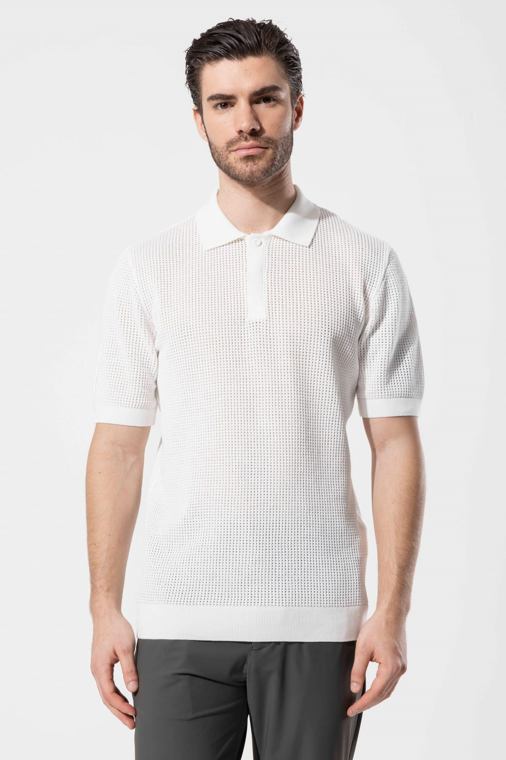 Wholesale Mens Ecru Knit Polo T-Shirt