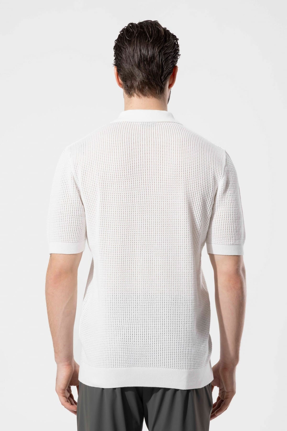 Wholesale Mens Ecru Knit Polo T-Shirt