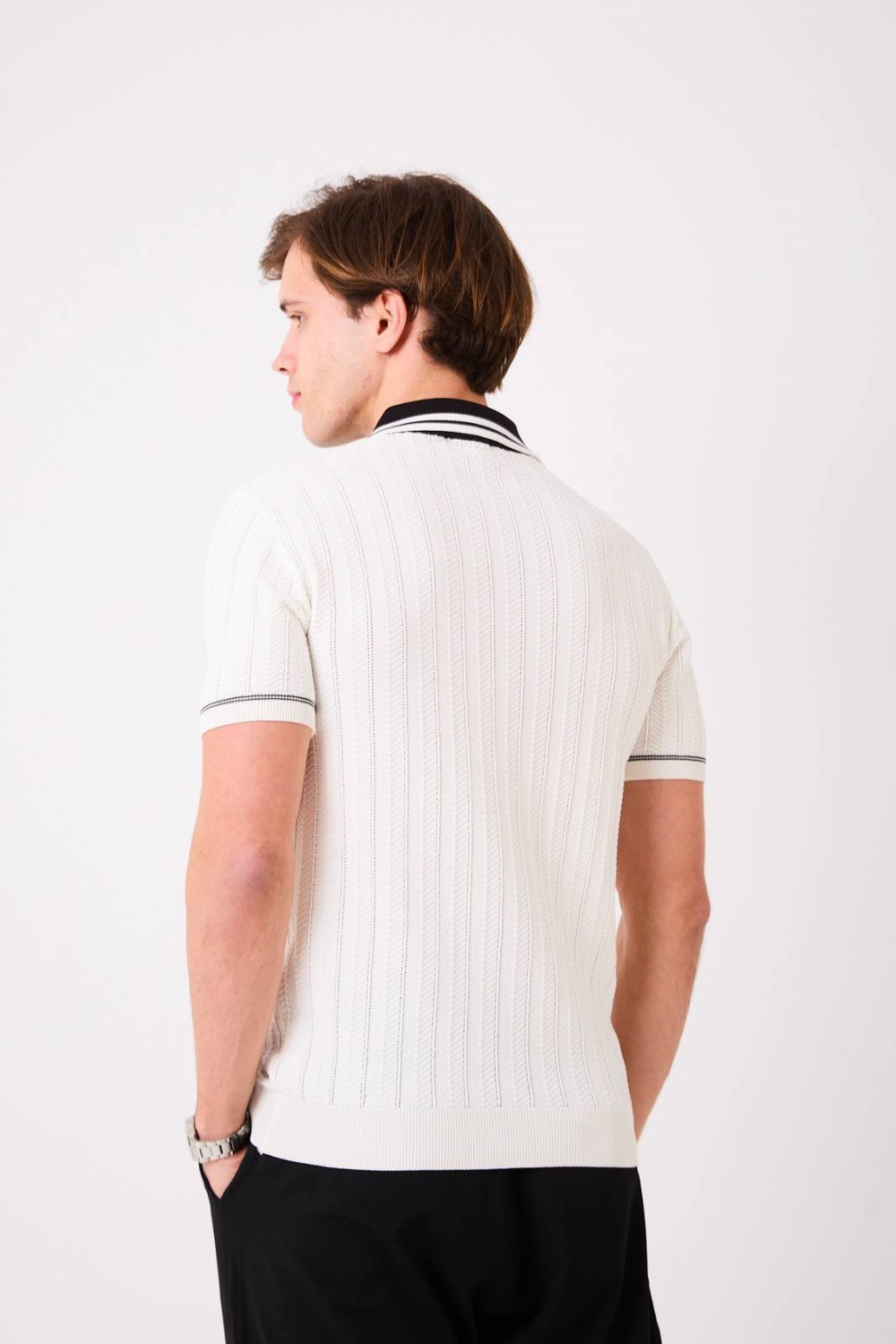 Wholesale Mens Ecru Knit Polo T-Shirt