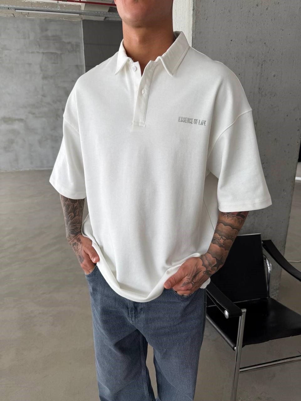 Wholesale Men's Ecru Polo T-Shirt 1605W26-E01