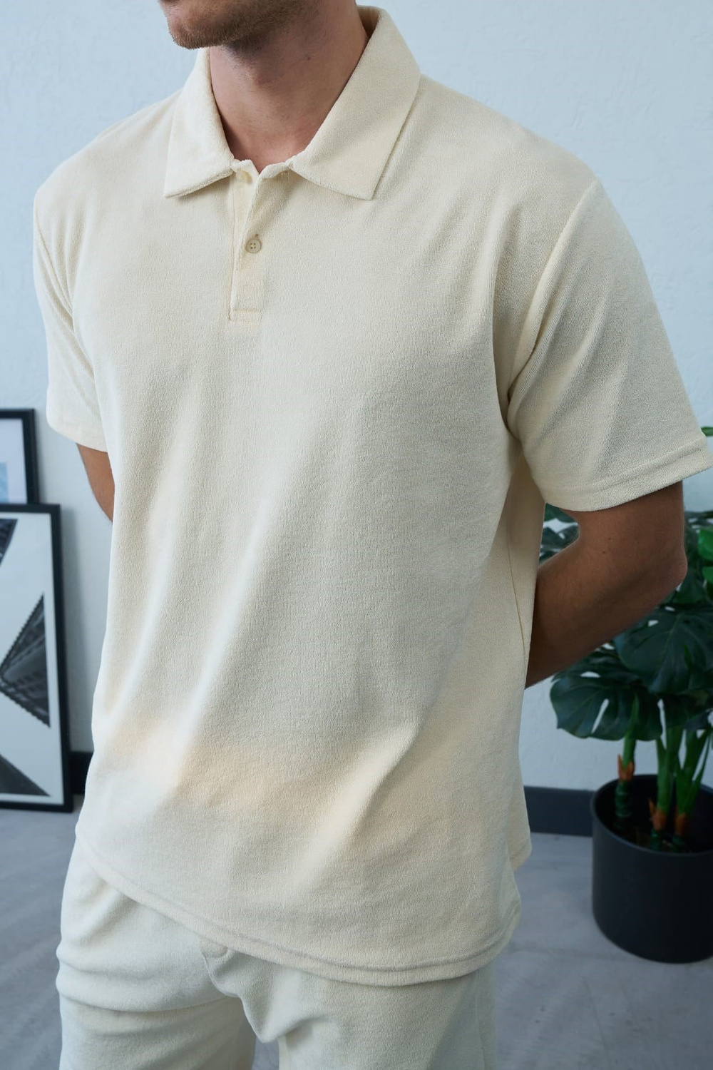 Wholesale Mens Ecru Polo T-Shirt