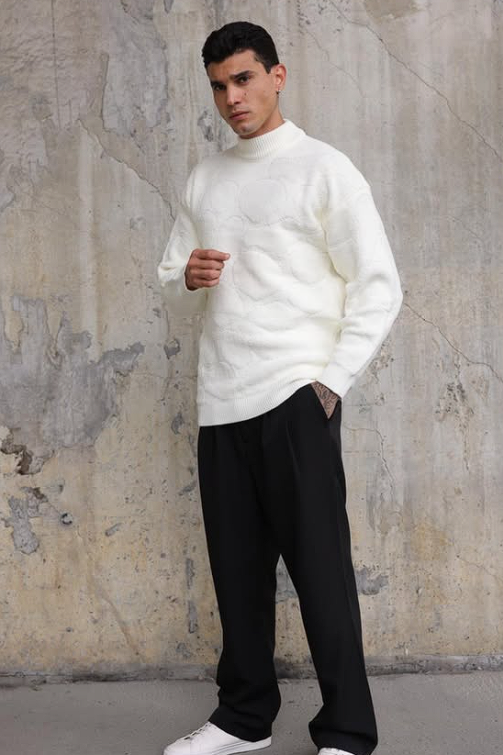 Wholesale Men's Ecru Sweater 1603FW27-26TK029 