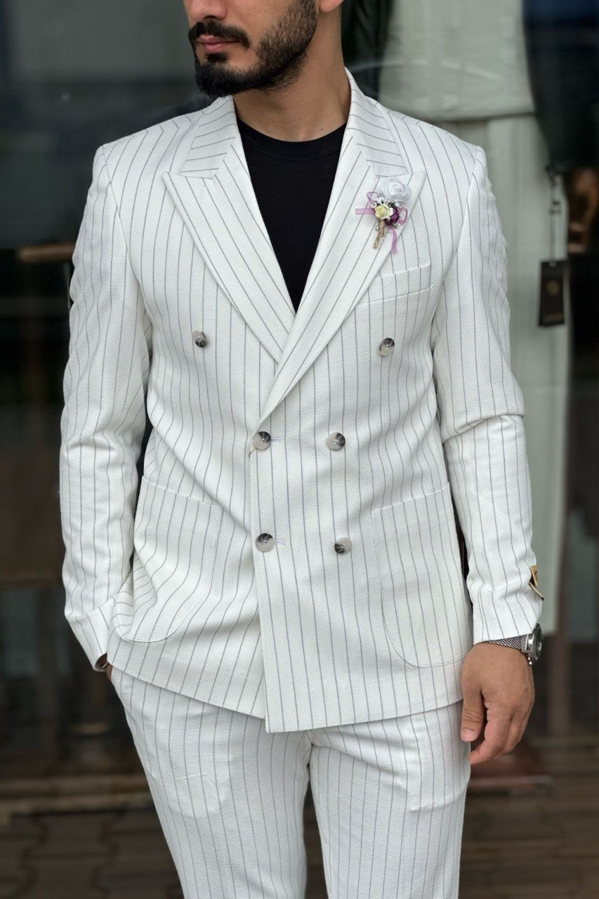 Wholesale Men's Ecru Two-Piece Suit 1744W26-044