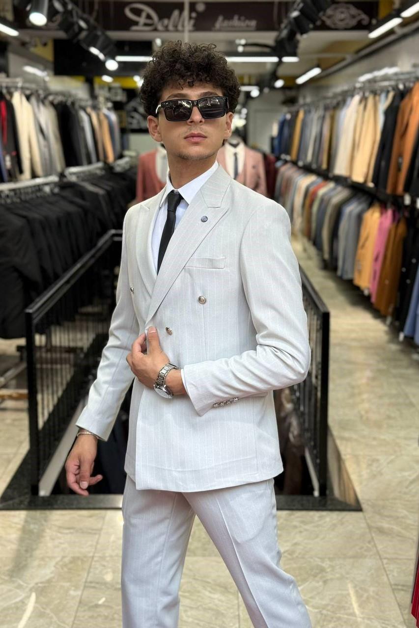 Wholesale Men's Ecru Two-Piece Suit 1701W26-057-1