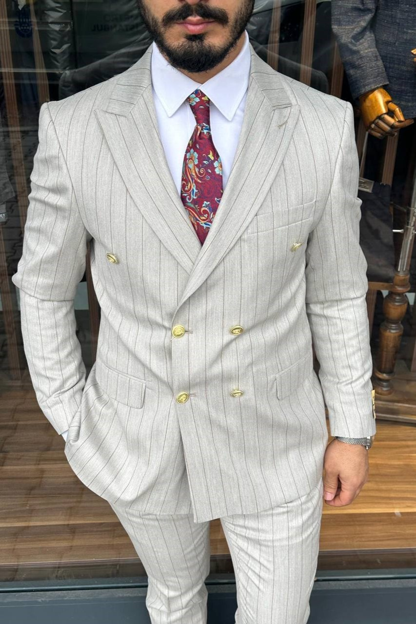 Wholesale Men's Ecru Two-Piece Suit 1744W26-017