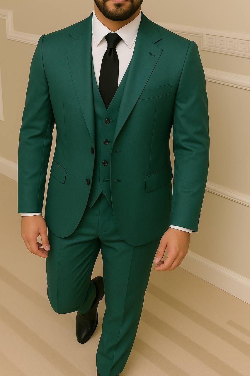 Wholesale Men's Emerald Green Three-Piece Suit 1701W26-040