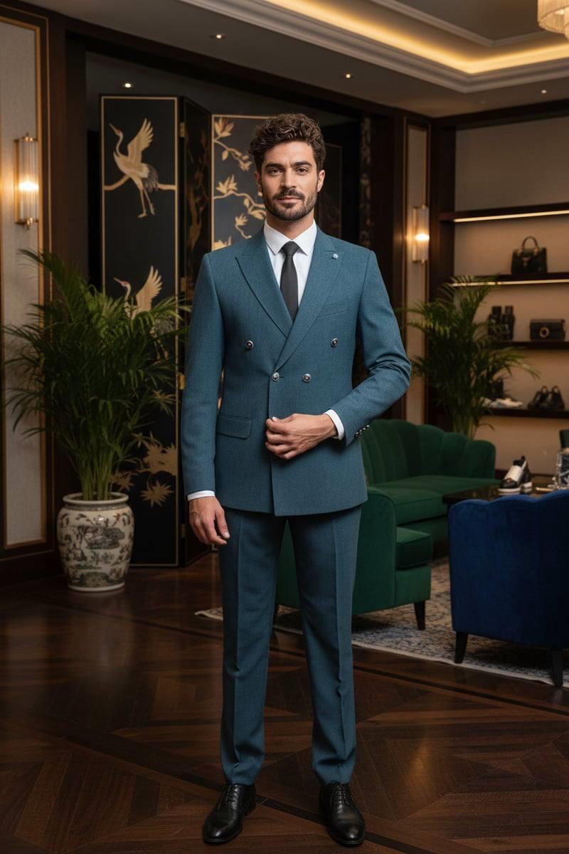 Wholesale Men's Emerald Green Two-Piece Suit 1701W26-022
