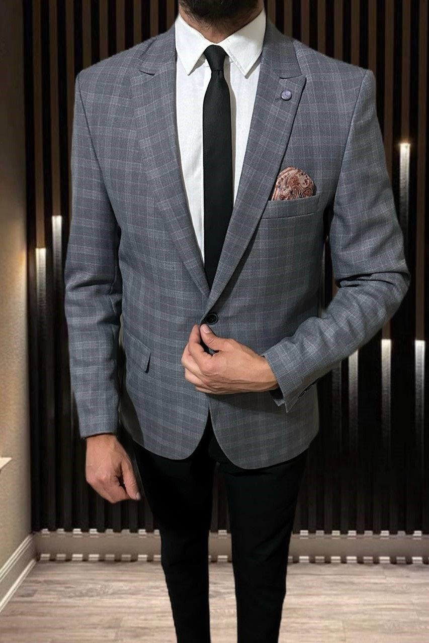 Wholesale Men's Gray Blazer Jacket 1701W26-079