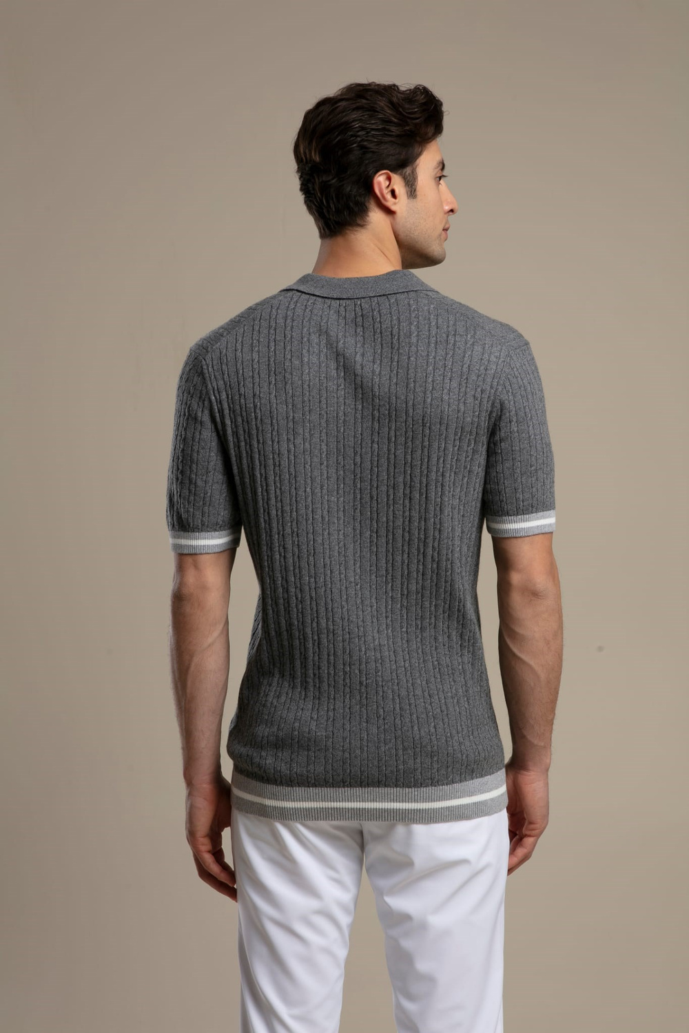 Wholesale Mens Gray Knit Polo T-Shirt