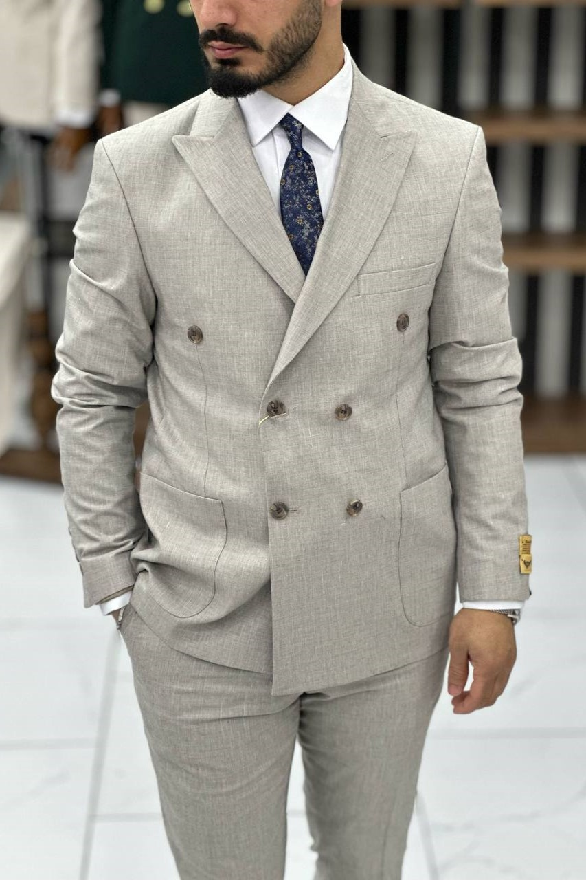 Wholesale Men's Gray Melange Two-Piece Suit 1744W26-034