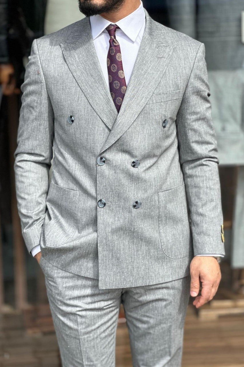 Wholesale Men's Gray Plus Size Two-Piece Suit 1744W26-038